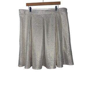 Jessy B Anthropologie 2X Gold Geometric Print Pleated A-Line Skirt
